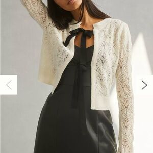 Anthropologie MAEVE bow-tie pointelle Cashmere cardigan XXS